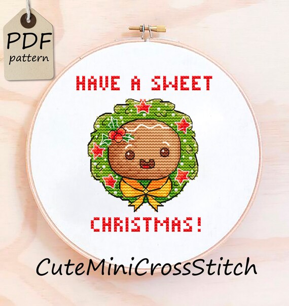 Cute Christmas Gingerbread Man Cross Stitch Pattern Modern Etsy