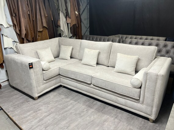 Light grey velvet corner sofa discount