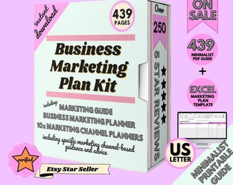 Marketing Planner I Business Marketing Plan I Marketing Workbook I Marketing Strategy I Social Media Marketing I Printable Marketing Plan I