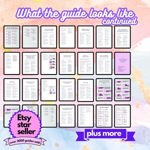 May include: A collage of images showing the contents of an Etsy seller guide. The guide includes tips on how to strategically price items, write effective product descriptions, and use social media to promote your shop. The text "Etsy star seller" and "over 3000 guides sold" are visible in the image.