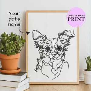 Arte personalizada de chihuahua de pelo longo – nome de cachorro personalizado, arte de parede personalizada de chihuahua, download digital de retrato de animal de estimação