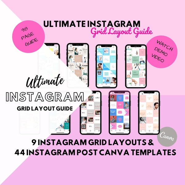 Instagram Grid Layout Guide | Instagram Content Planner I Instagram Canva templates | Instagram Puzzle layout I Instagram template I