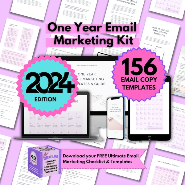 One Year Email Marketing Kit for small business | Email Marketing templates | Email marketing strategy | eCommerce guide | Marketing guide