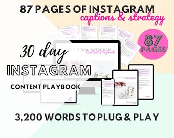 30 Day Instagram Playbook | Social Media Planner I Instagram template | Instagram captions | Social Media template | Content Calendar