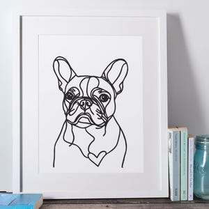 French Bulldog Line Art Print – Minimalist Dog Wall Art, Black and White Frenchie Drawing, Digital Download Pet Decor