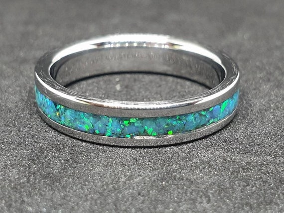 Titanium Ring With Turquoise Opal Inlay Titanium Opal Inlay | Etsy UK