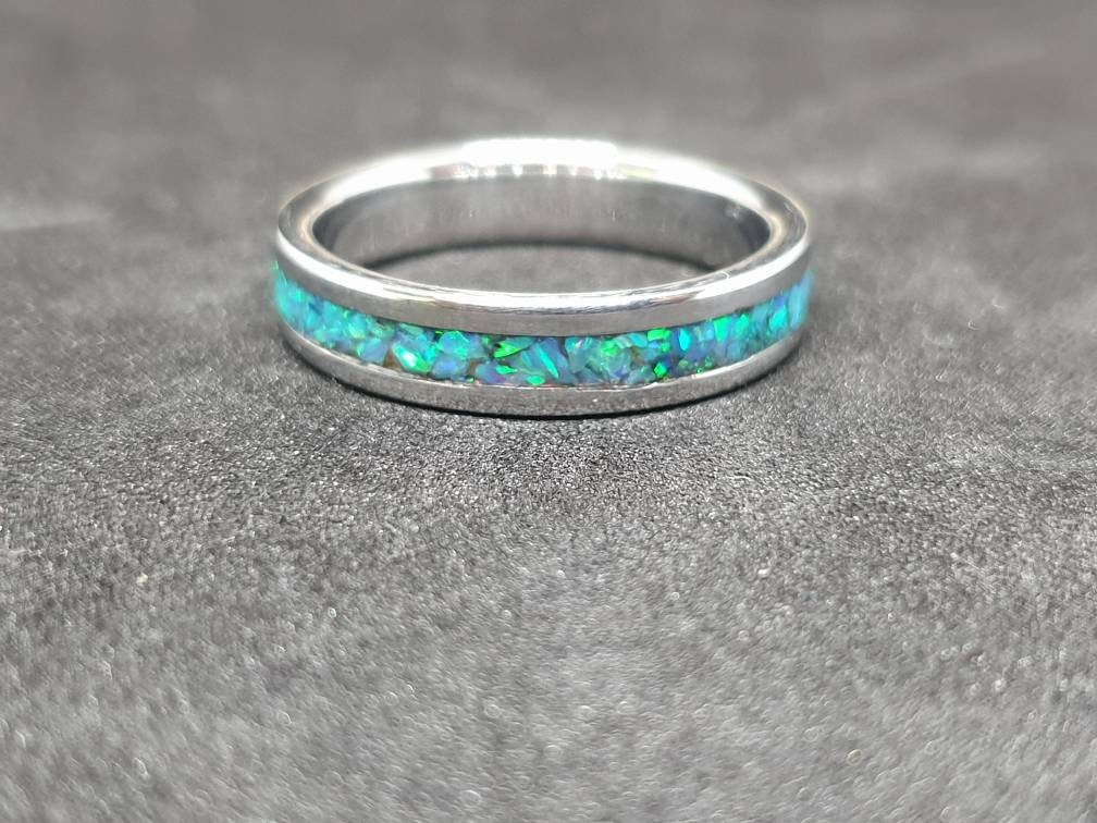 Titanium Ring With Turquoise Opal Inlay Titanium Opal Inlay - Etsy UK