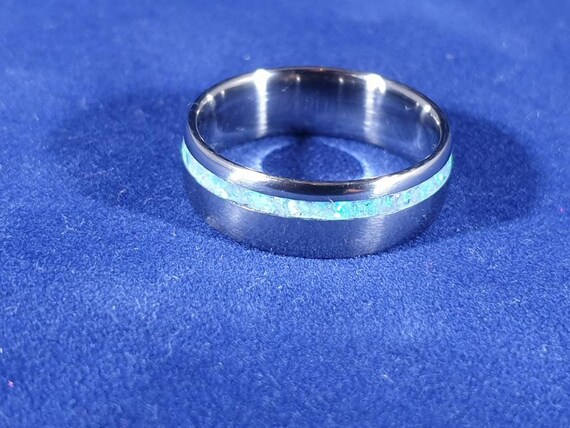 Titanium Ring Unisex White Glow in the Dark Ring Single Line Very Nice  Looking! | eBay