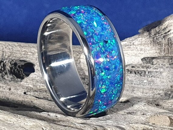 Black ceramic and jade opal blackout glow ring. Black ceramic ring. Bl –  Orth Custom Rings