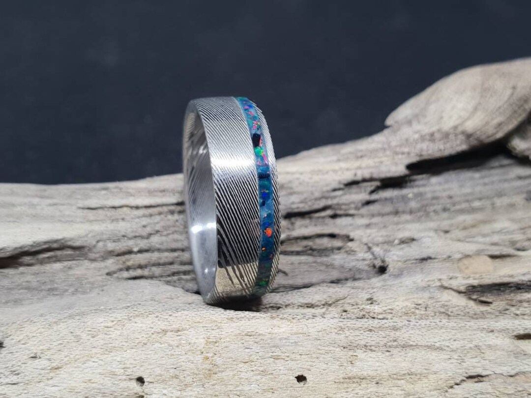 Twisted damascus glowstone sale ring