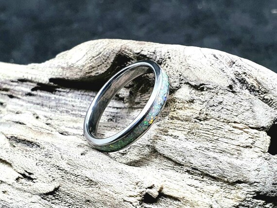 Mens white opal wedding best sale band