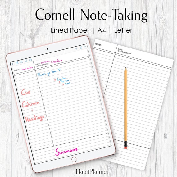 cornell notes printable cornell method class notes student class notes student printable a4 and letter lined note paper cornell notes paper