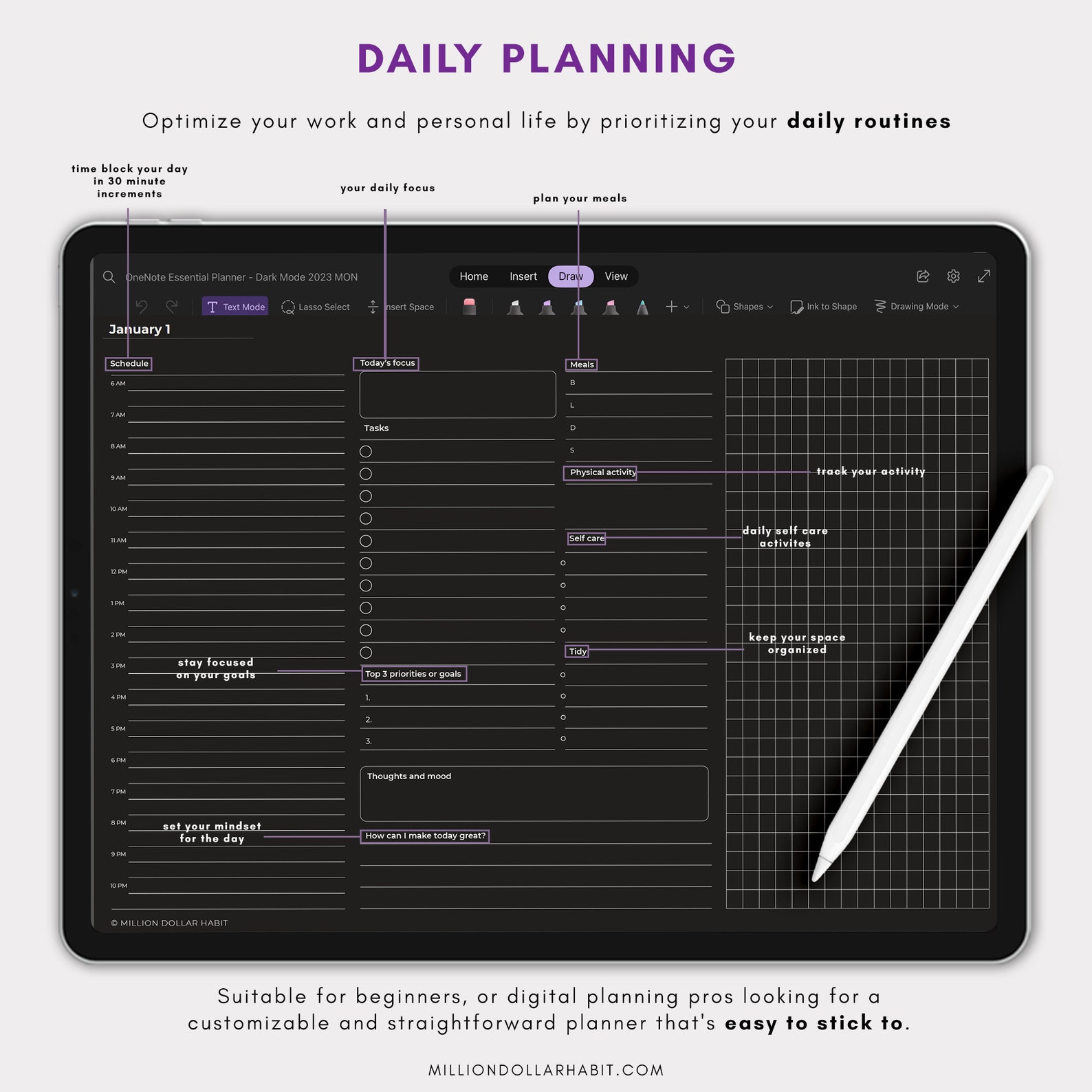 2023 Onenote Dark Mode Digital Planner 2023 Onenote Planner Etsy Canada