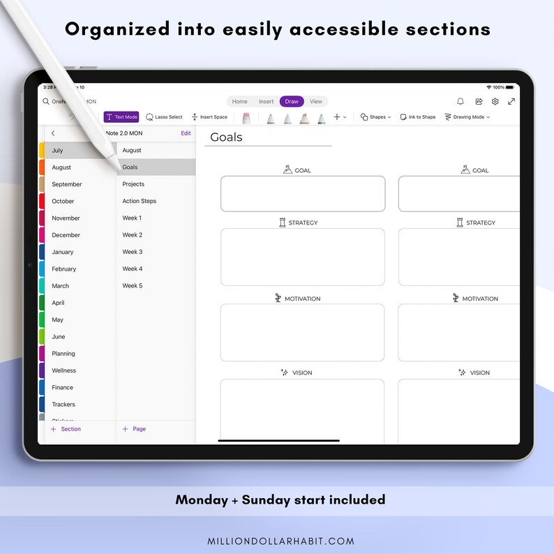 Onenote Digital Planner 2023 Mid Year Onenote Planner Etsy Singapore