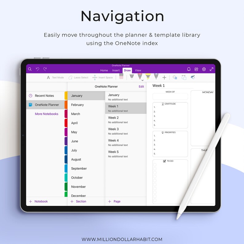 Onenote Digital Planner Undated Onenote Planner Onenote Etsy