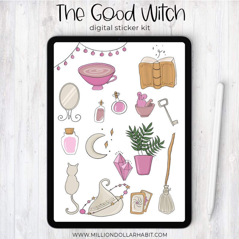 Witch Digital Stickers Magic Theme Goodnotes Planner Etsy