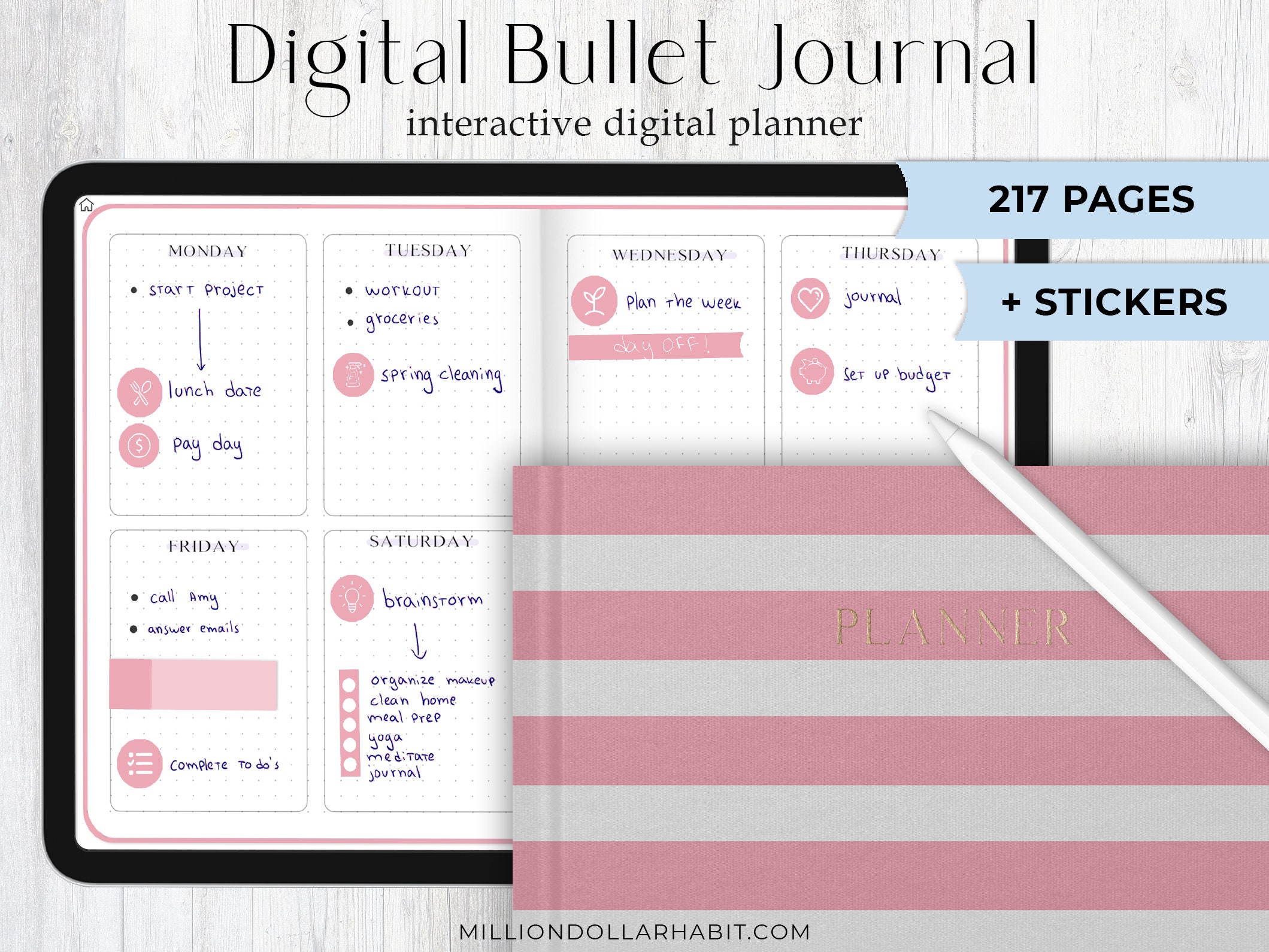 Digital Bullet Journal Undated Digital Journal Goodnotes | Etsy
