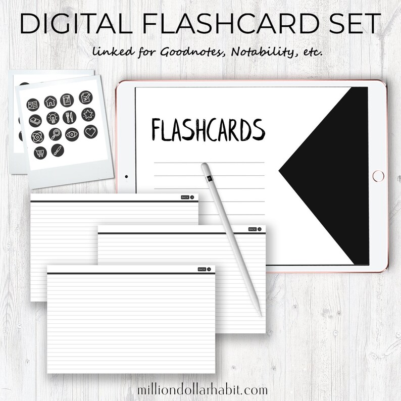Minimal Digital Flashcards Goodnotes Flashcards Student Etsy