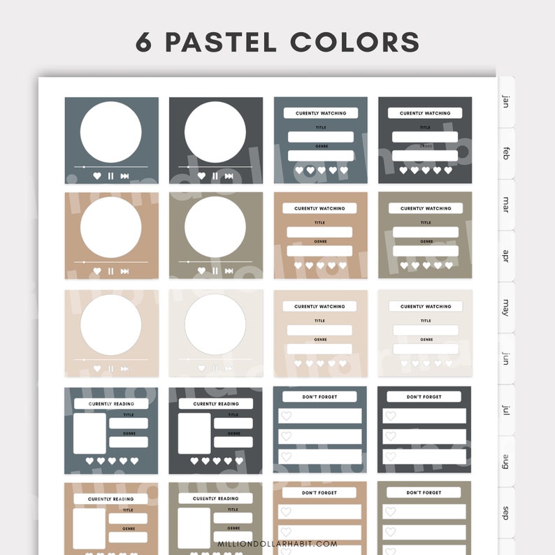 Goodnotes Digital Planner Widgets / Neutral Minimalist Digital Stickers