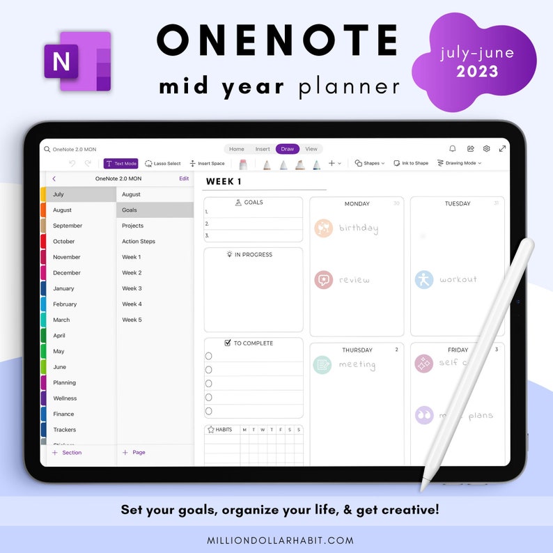 Onenote Digital Planner 2023 Mid Year Onenote Planner Etsy Ireland