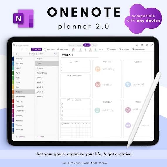 Onenote Digital Planner Undated Onenote Planner Android Etsy