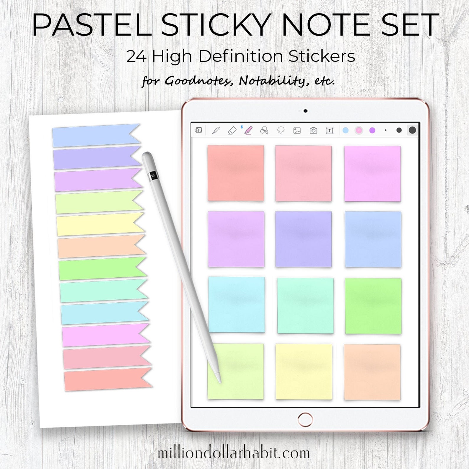 Digital Sticky Notes Precropped Digital Stickers Pastel Etsy