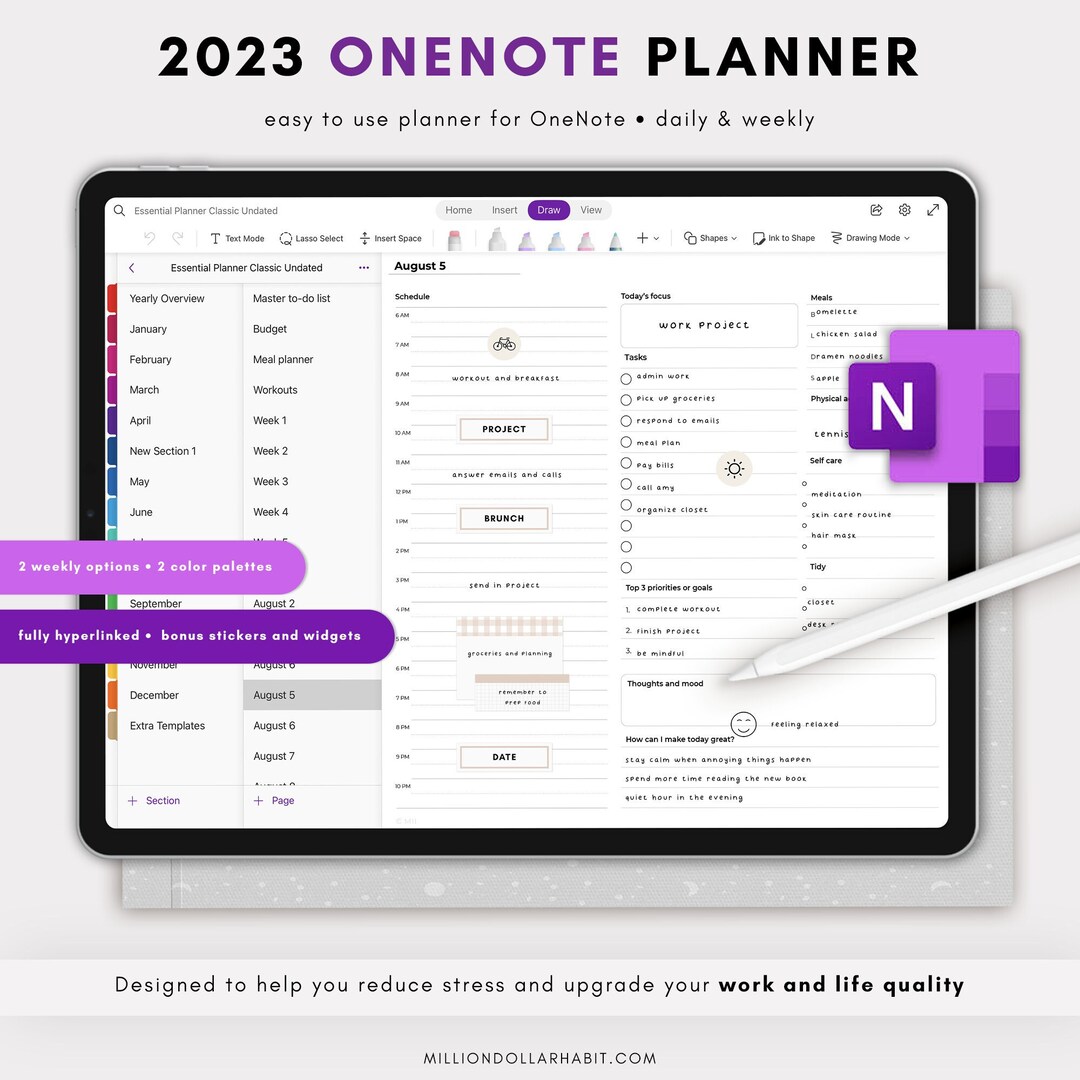 2023 Onenote Digital Planner, 2023 Onenote Planner, Android Windows