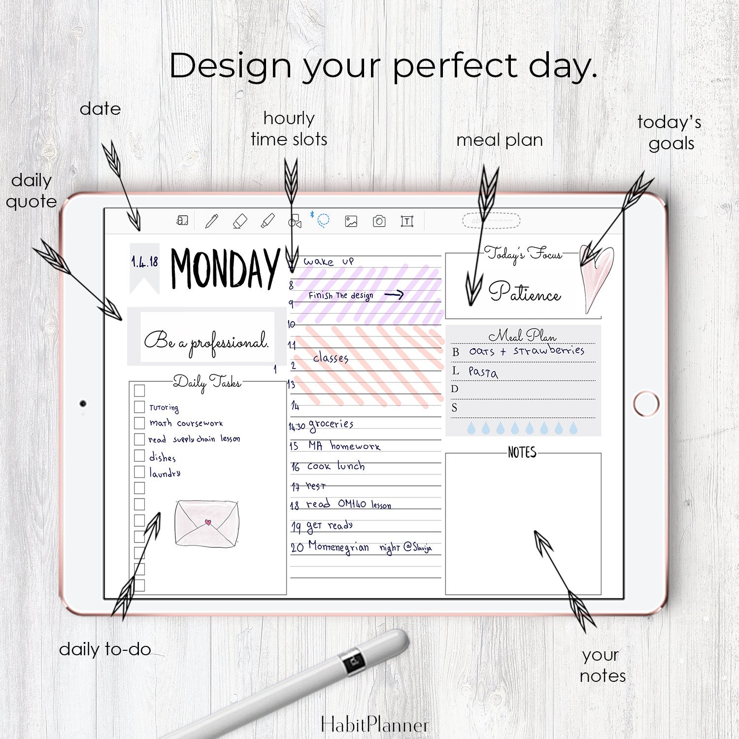 Goodnotes Daily Planner Daily Planner Insert Goodnotes Etsy