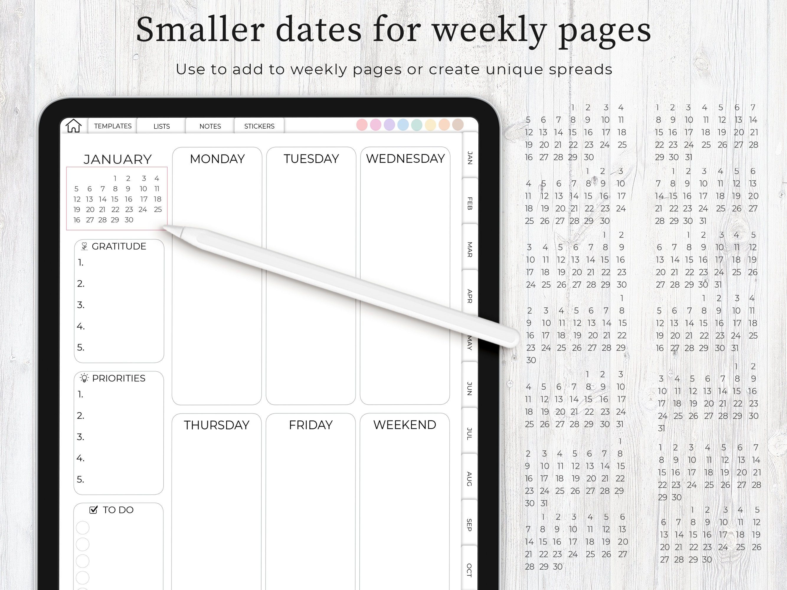 Planner Date Stickers Planner Calendar Dates Sticker Pack Etsy Italia