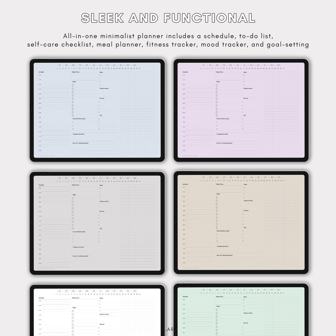 Digital Daily Planner for Goodnotes, Daily Schedule, 365 Day Planner