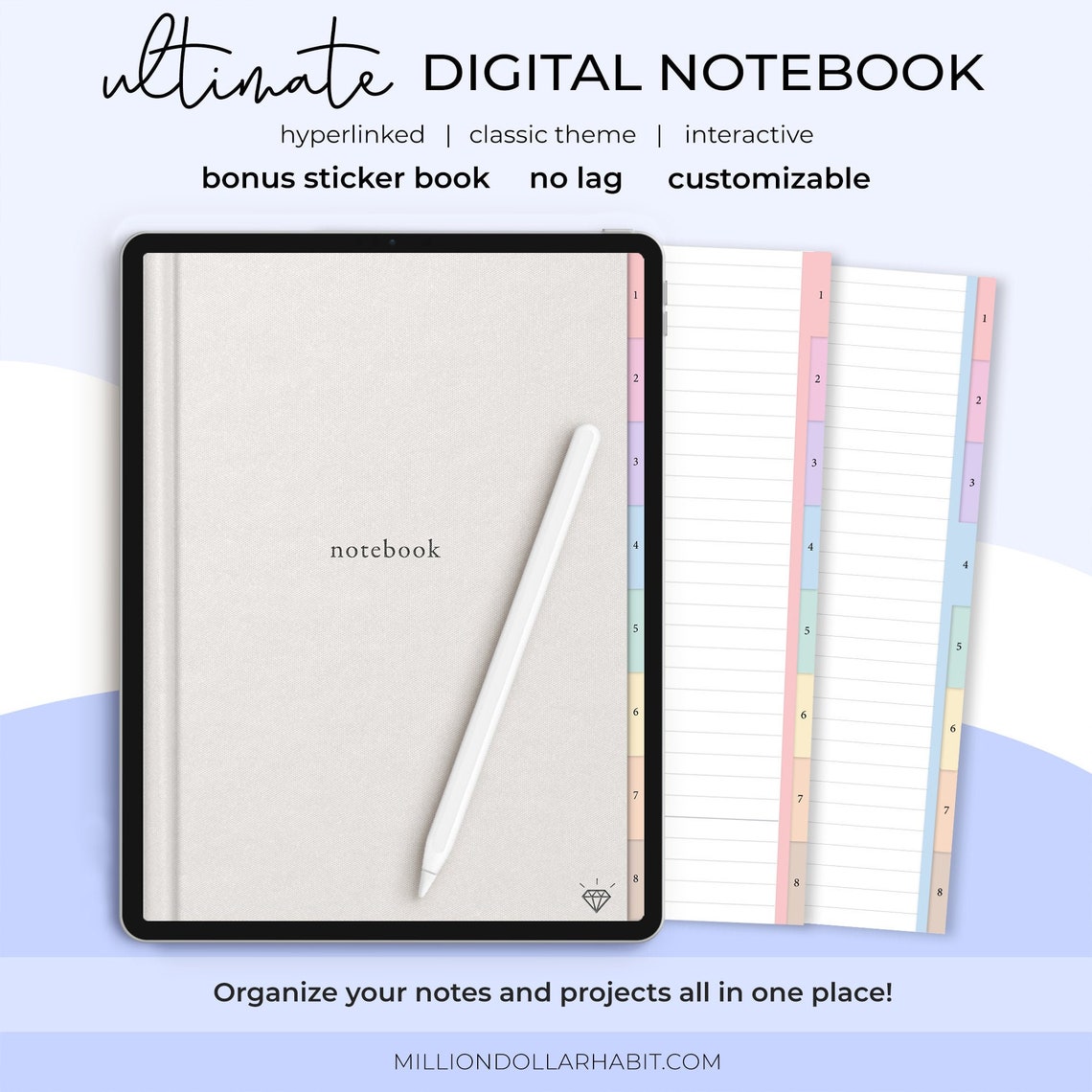 Digital Notebook for Goodnotes Notability Note Taking 8 Tabs Etsy Ireland