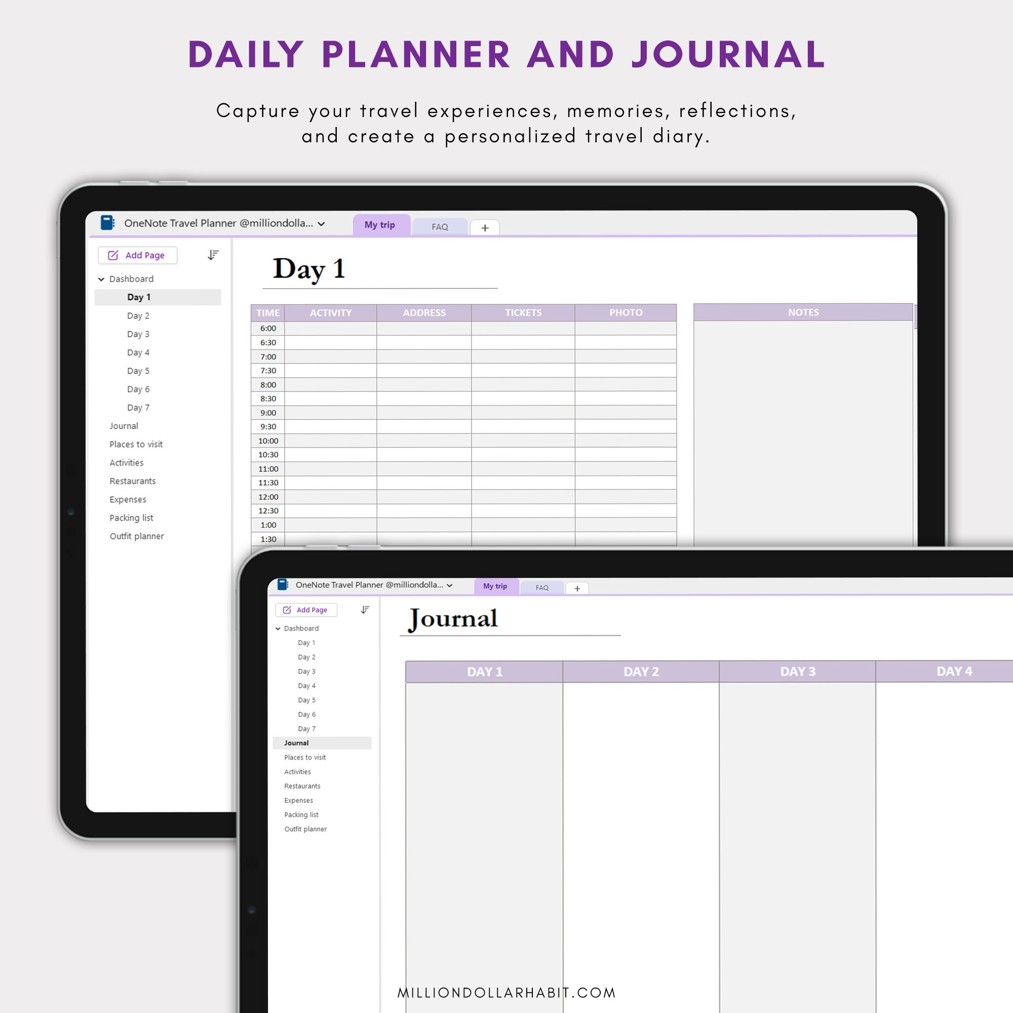 Onenote Travel Planner Template