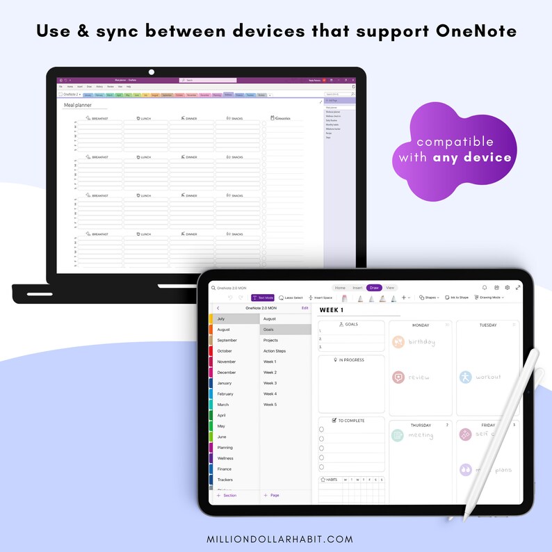 Onenote Digital Planner 2023 Mid Year Onenote Planner Etsy Singapore