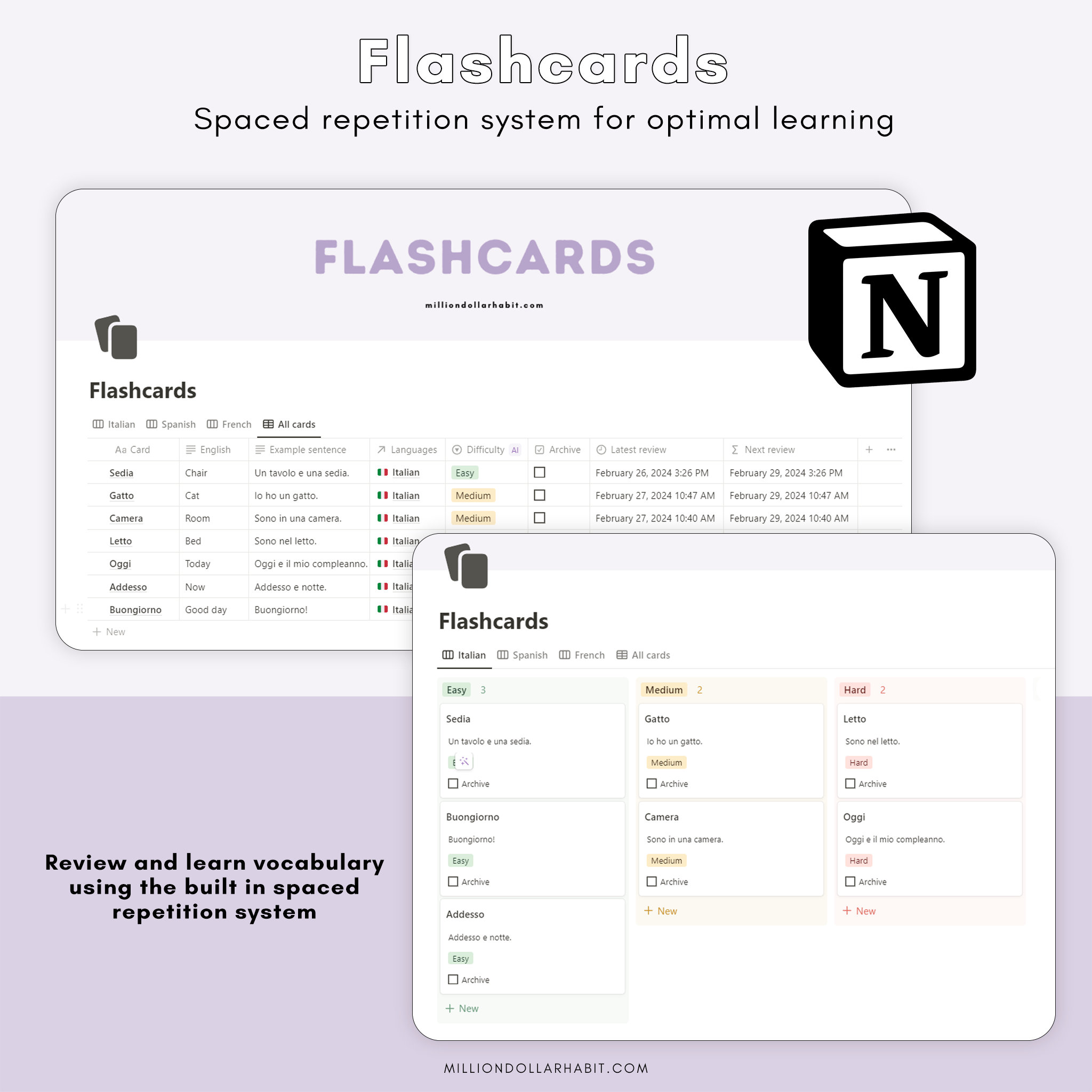 Notion Language Learning Template, Language Hub Notion Planner, Notion ...