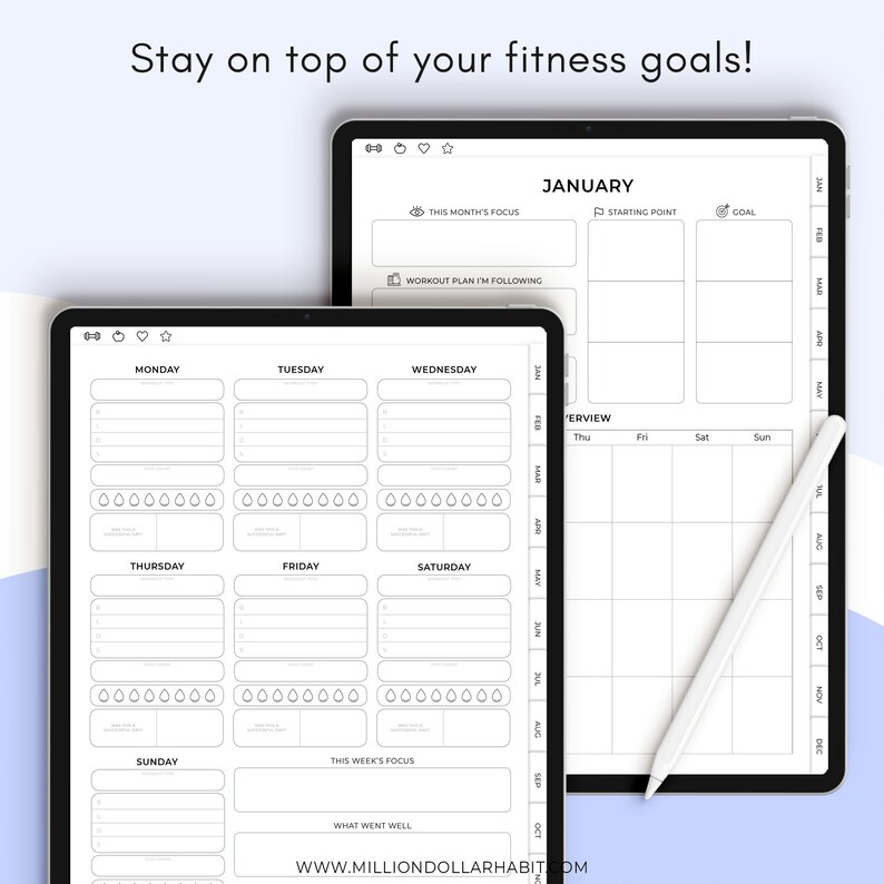Fitness Planner Digital Planner Goodnotes Fitness Planner Etsy