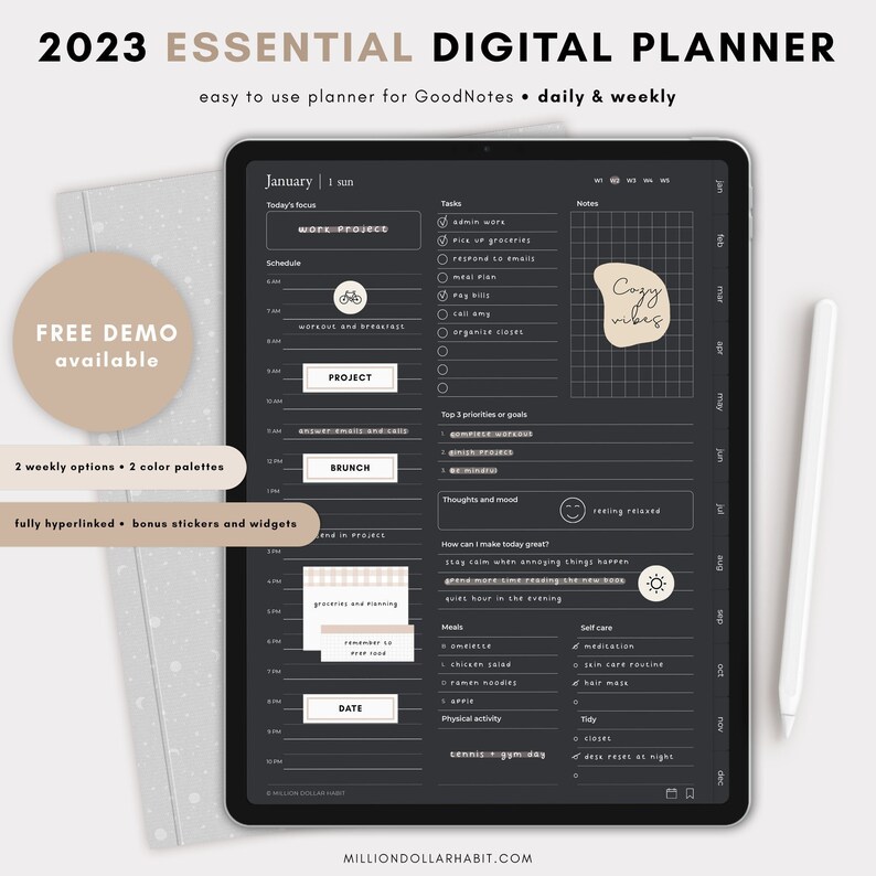 2023 Digital Planner 2023 Goodnotes Planner iPad Planner Etsy
