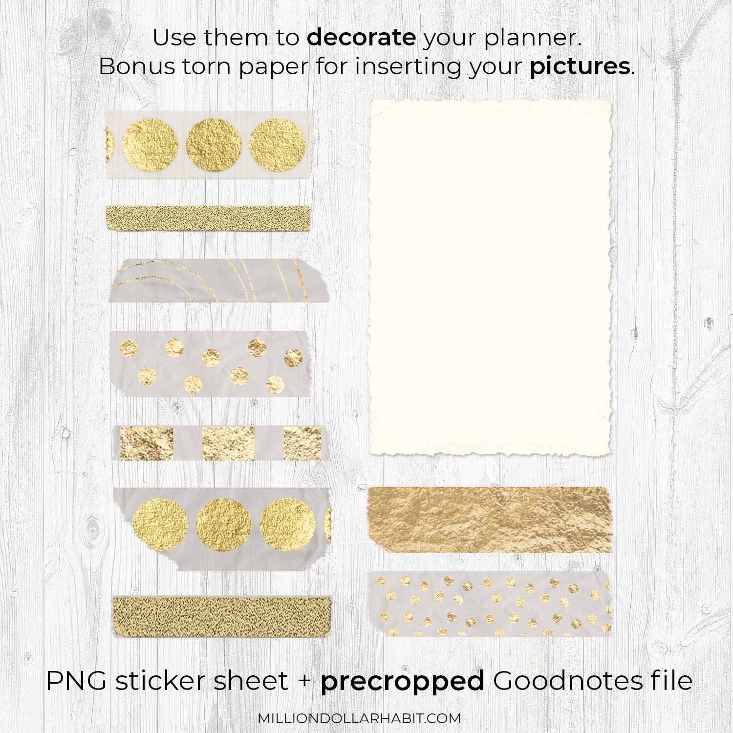 18 Geometric Gold Washi Tape Digital Stickers Stickers for Goodnotes &  Notability Goodnotes Elements PNG Clipart Files 