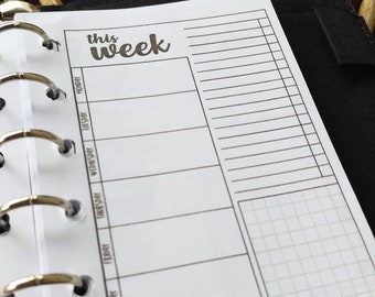 Woche auf einer Seite mit Checkliste & Gitternotizen