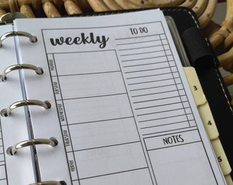 Woche auf einer Seite plus To Do & Notes