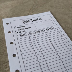 Debt Tracker - Pocket Planner Insert