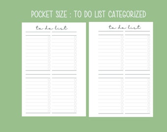 Pocket Planner Einsatz: To Do List Categorized