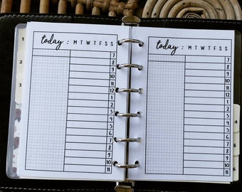 Tageseinlage mit Stunden- und Gitternotiz