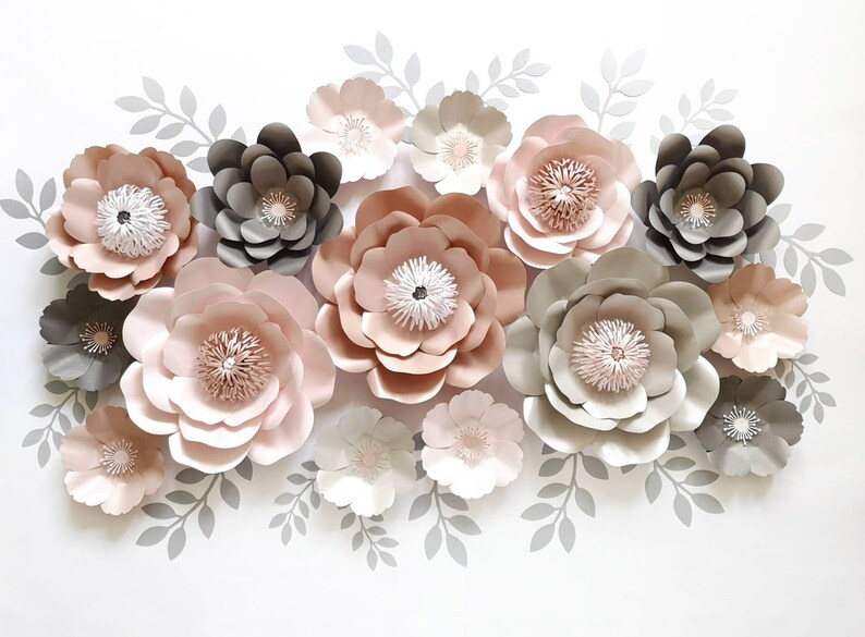 Dusty Pink Paper Flowers Paper Flowers Wall Decor Baby Etsy