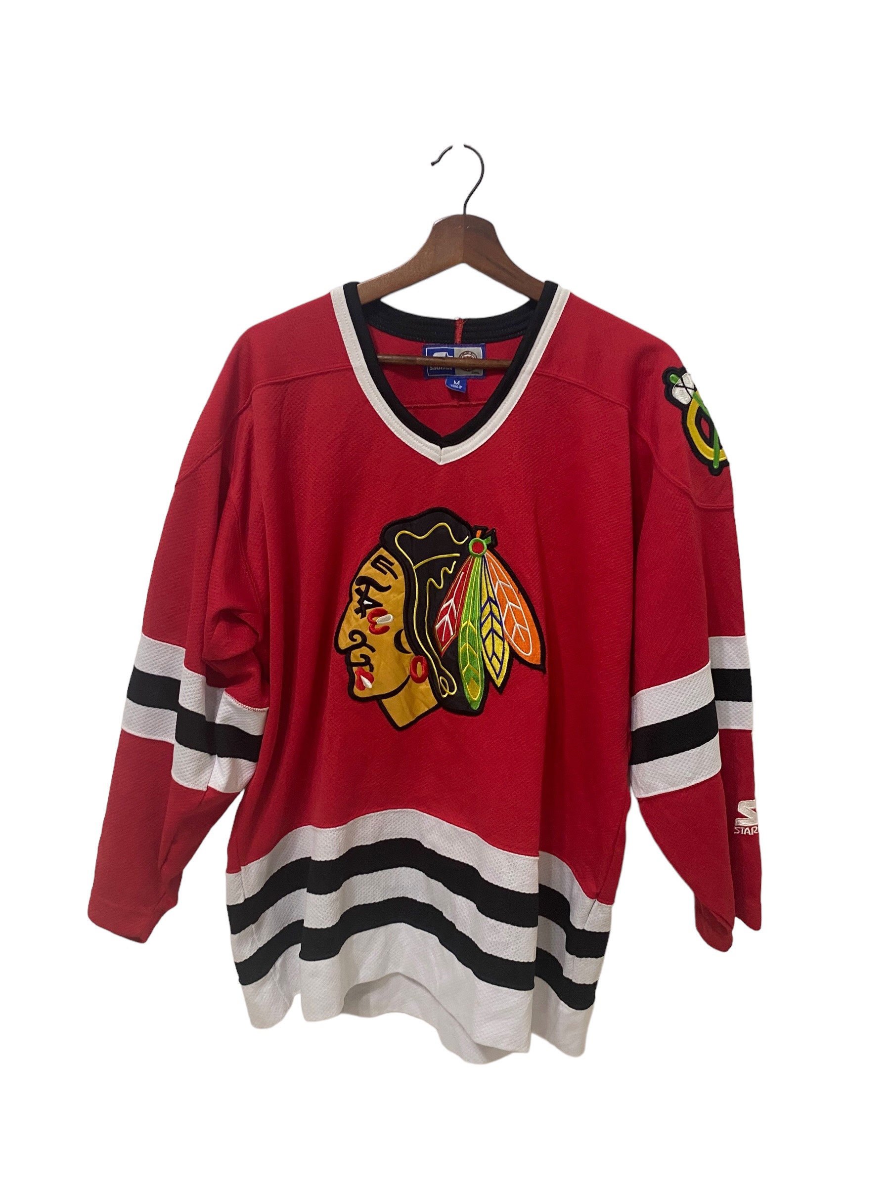 Vintage Starter Chicago Blackhawks NHL Hockey Jersey Adult L Red Sewn blank