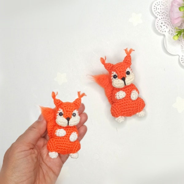 Mini toy squirrel crochet pattern, Pdf Stuffed Animal Toy, Brooch crochet pattern, Magnet crochet amigurumi, Amigurumi realistic squirrel