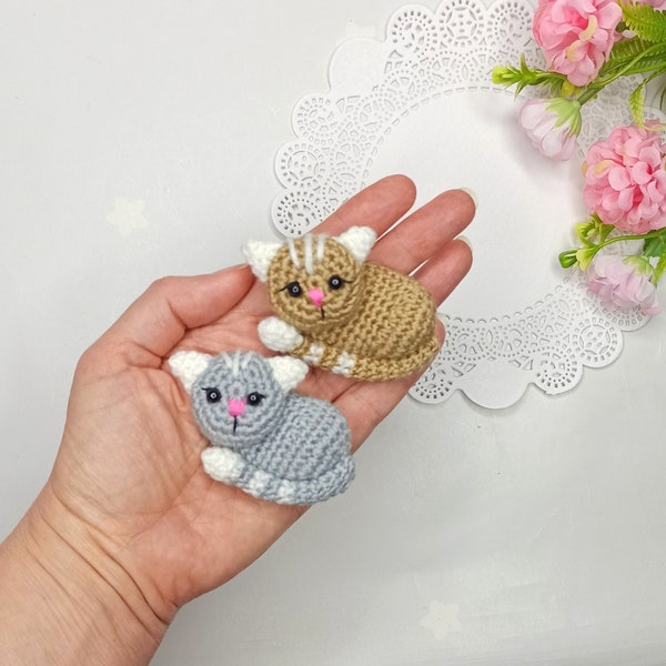 Amigurumi Animal broche PDF tutoriel en anglais, modèle de crochet de broche de chat, jouets amigurumi mignons, amigurumi mignon, broche au crochet