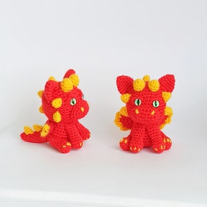 Elemental Fire Dragon amigurumi pattern, DIY instant digital download pdf tutorial, easy dragon crochet pattern