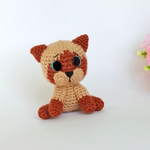 Little Siamese cat pattern, amigurumi cat, brown crochet kitten, amigurumi tutorial PDF in English