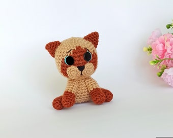 Little Siamese cat pattern, amigurumi cat, brown crochet kitten, amigurumi tutorial PDF in English