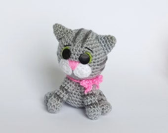 Little Gray Cat Amigurumi Pattern, Crochet Playing  Kitten Amigurumi Tutorial PDF in English